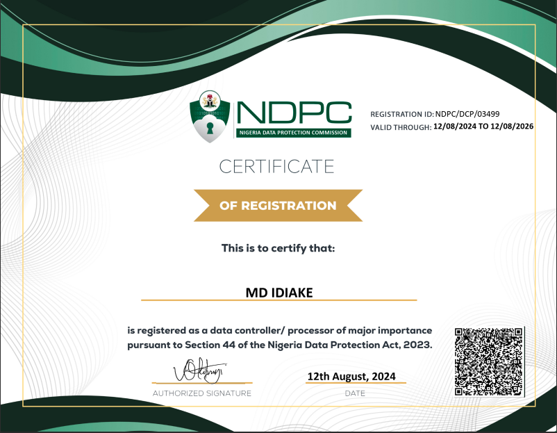 NDPC Certificate 2024 - 2026